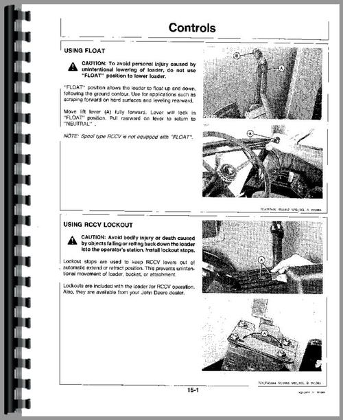 Operators Manual for John Deere 146 Loader Attachment Sample Page From Manual