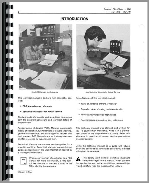 Service Manual for John Deere 170 Skid Steer Loader Sample Page From Manual