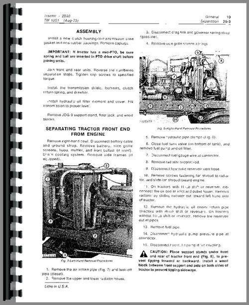 Service Manual for John Deere 1830 Tractor Sample Page From Manual