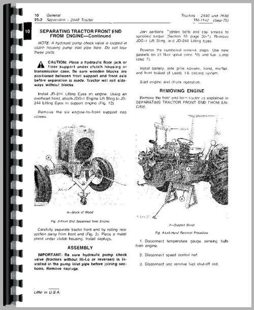 Service Manual for John Deere 1840 Tractor Sample Page From Manual