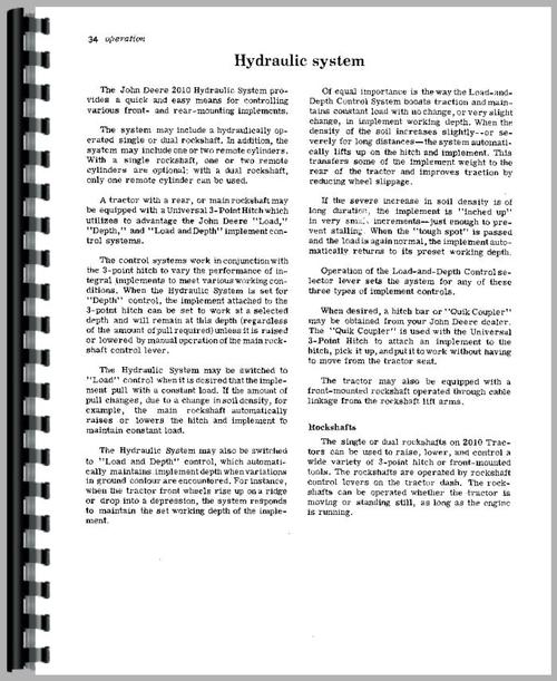 Operators Manual for John Deere 2010 Tractor Sample Page From Manual