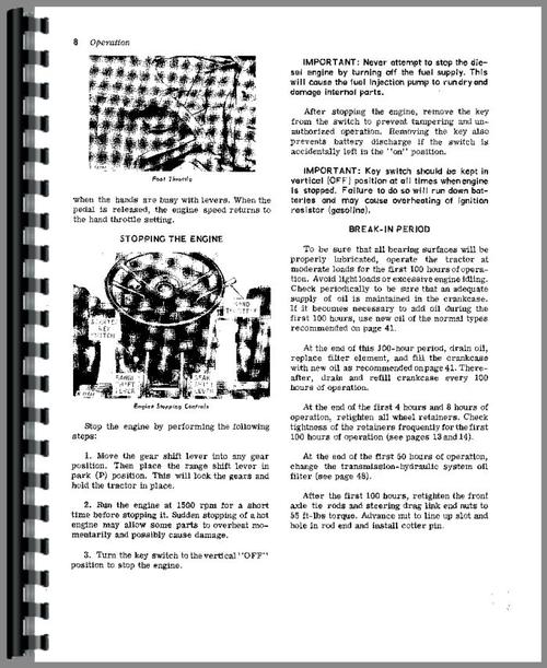 Operators Manual for John Deere 2020 Tractor Sample Page From Manual