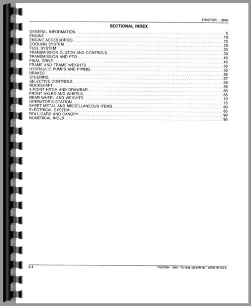 Parts Manual for John Deere 2140 Tractor Sample Page From Manual