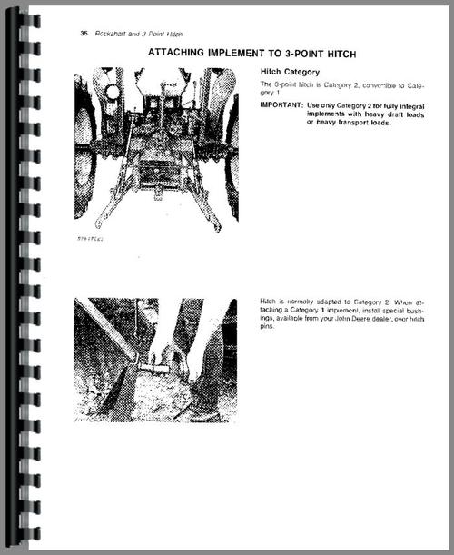 Operators Manual for John Deere 2440 Tractor Sample Page From Manual