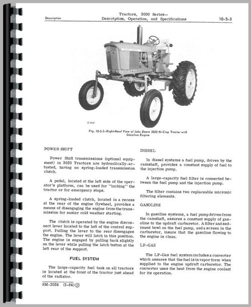 Service Manual for John Deere 3010 Tractor Sample Page From Manual