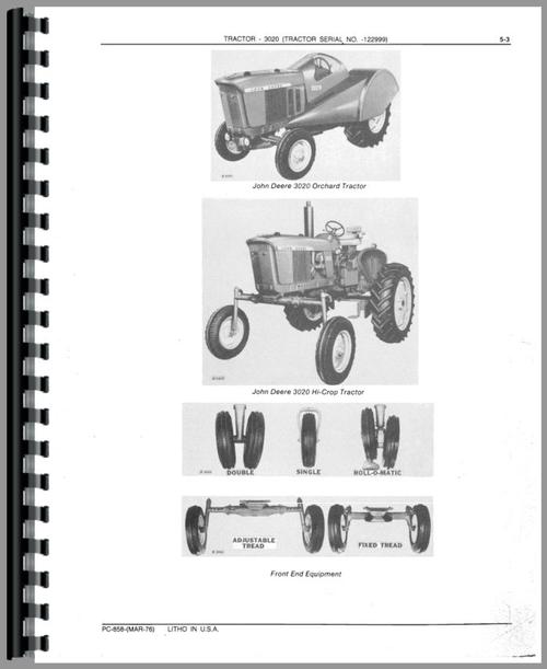 Parts Manual for John Deere 3020 Tractor Sample Page From Manual
