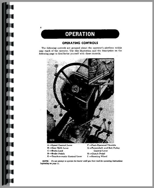 Operators Manual for John Deere 330 Tractor Sample Page From Manual