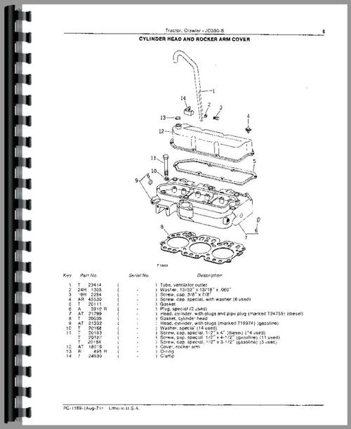 Parts Manual for John Deere 350B Crawler Sample Page From Manual