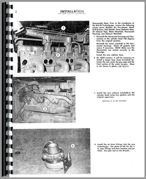 Operators & Parts Manual for John Deere 4010 Tractor Turbo Kit Sample Page From Manual