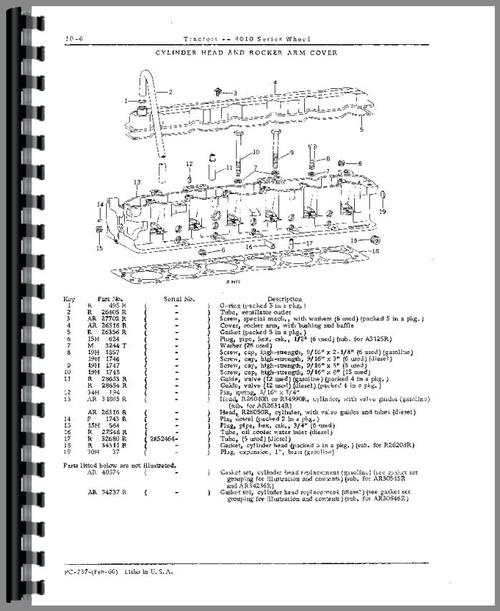 Parts Manual for John Deere 4010 Tractor Sample Page From Manual