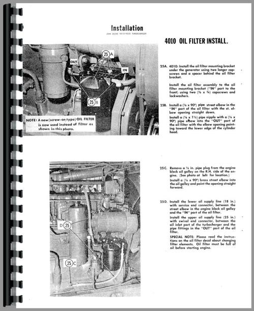 Operators & Parts Manual for John Deere 4020 Tractor Turbo Kit Sample Page From Manual