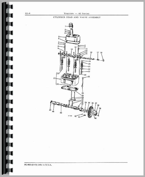 Parts Manual for John Deere 40H Tractor Sample Page From Manual