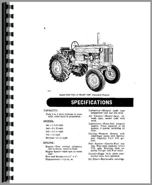 Operators Manual for John Deere 420S Tractor Sample Page From Manual