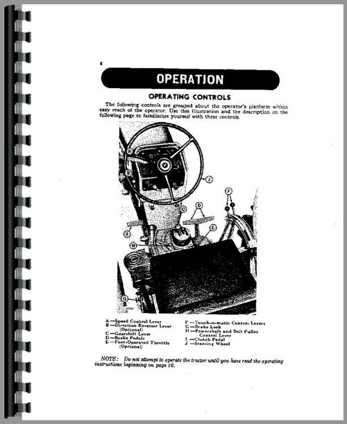 Operators Manual for John Deere 430 Tractor Sample Page From Manual