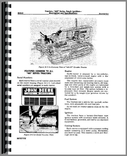 Service Manual for John Deere 440C Tractor Sample Page From Manual