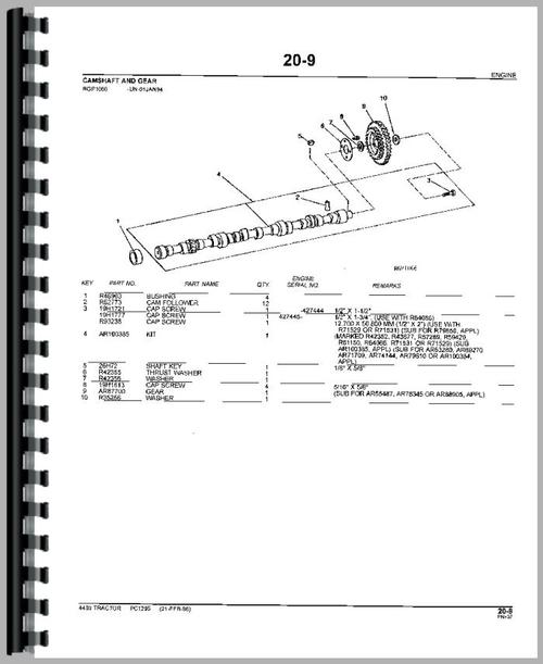 Parts Manual for John Deere 4430 Tractor Sample Page From Manual