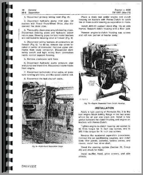 Service Manual for John Deere 4430 Tractor Sample Page From Manual
