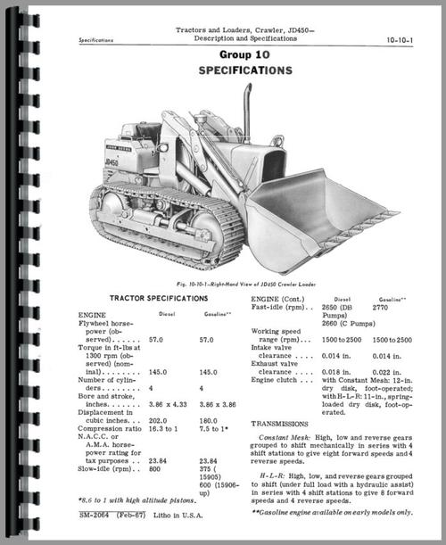 Service Manual for John Deere 450 Crawler Sample Page From Manual