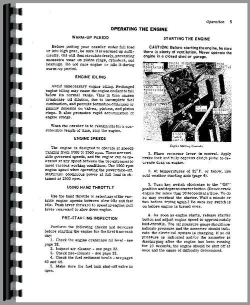 Operators Manual for John Deere 450 Crawler Sample Page From Manual