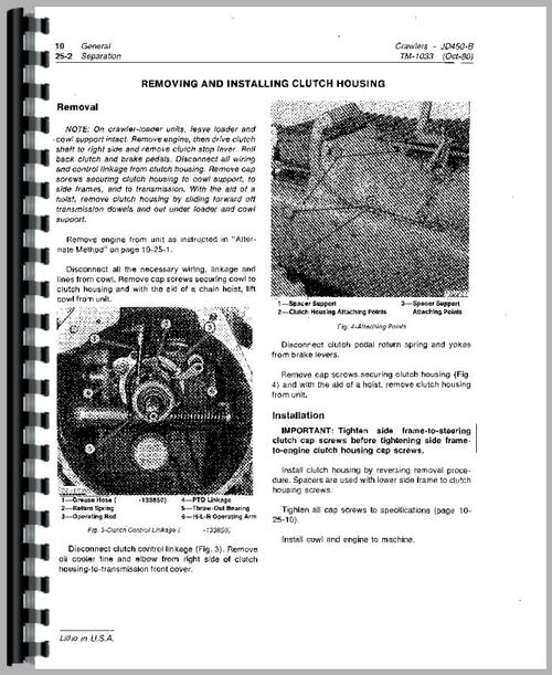 Service Manual for John Deere 450B Crawler Sample Page From Manual