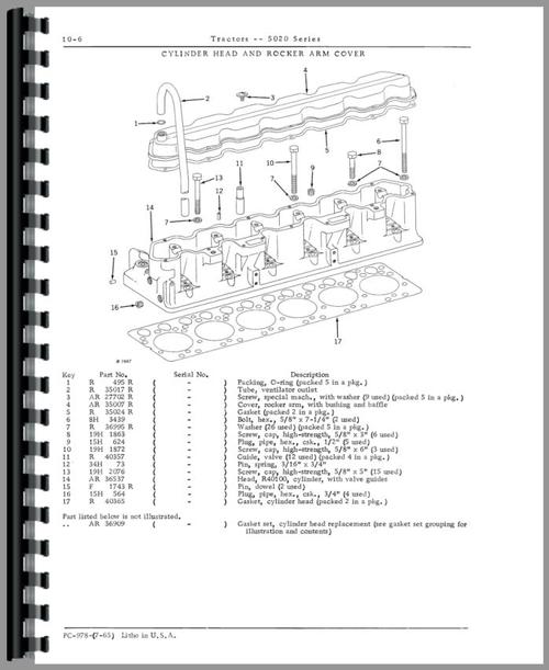 Parts Manual for John Deere 5020 Tractor Sample Page From Manual
