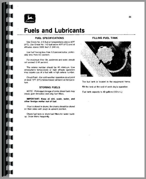 Operators Manual for John Deere 544B Wheel Loader Sample Page From Manual