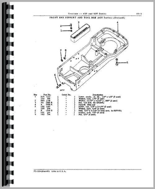 Parts Manual for John Deere 620 Tractor Sample Page From Manual