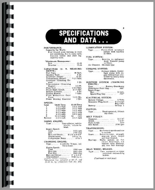 Operators Manual for John Deere 70 Tractor Sample Page From Manual