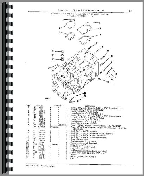 Parts Manual for John Deere 730 Tractor Sample Page From Manual