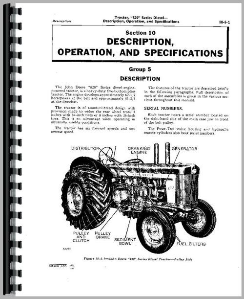 Service Manual for John Deere 80 Tractor Sample Page From Manual