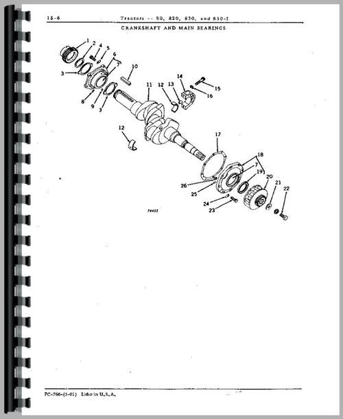Parts Manual for John Deere 830 Tractor Sample Page From Manual