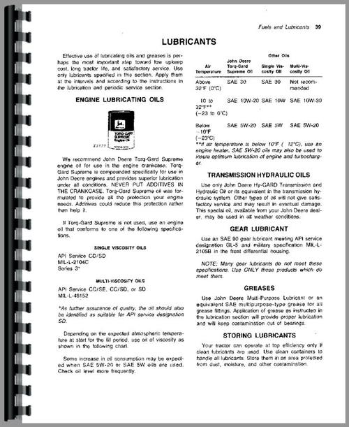 Operators Manual for John Deere 8430 Tractor Sample Page From Manual