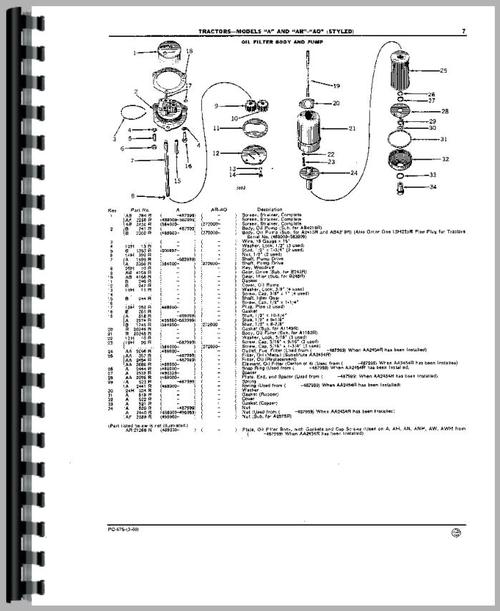 Parts Manual for John Deere A Tractor Sample Page From Manual