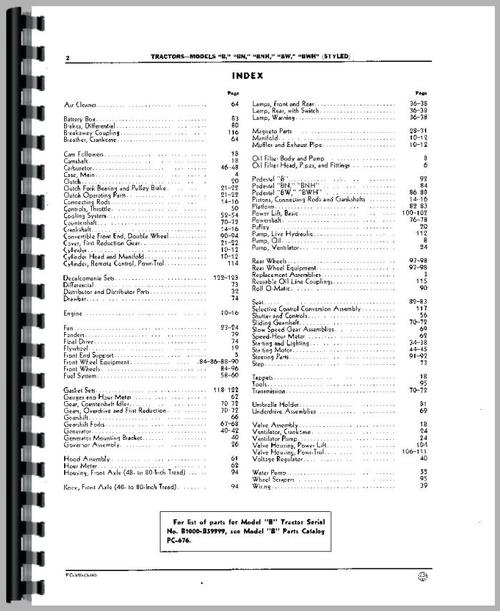 Parts Manual for John Deere B Tractor Sample Page From Manual