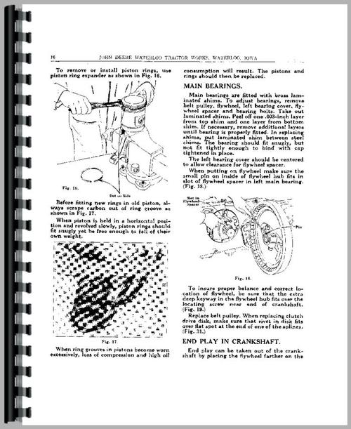 Operators Manual for John Deere BW Tractor Sample Page From Manual