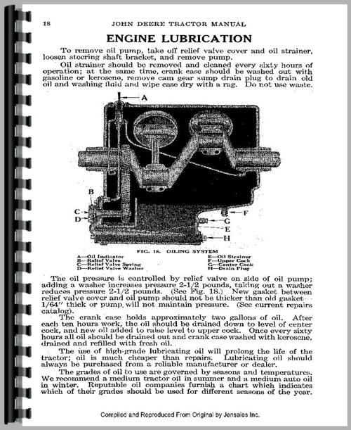Service Manual for John Deere D Tractor Sample Page From Manual