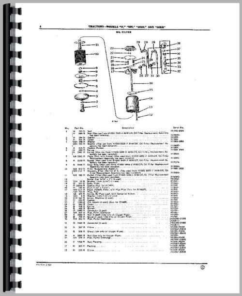 Parts Manual for John Deere H Tractor Sample Page From Manual