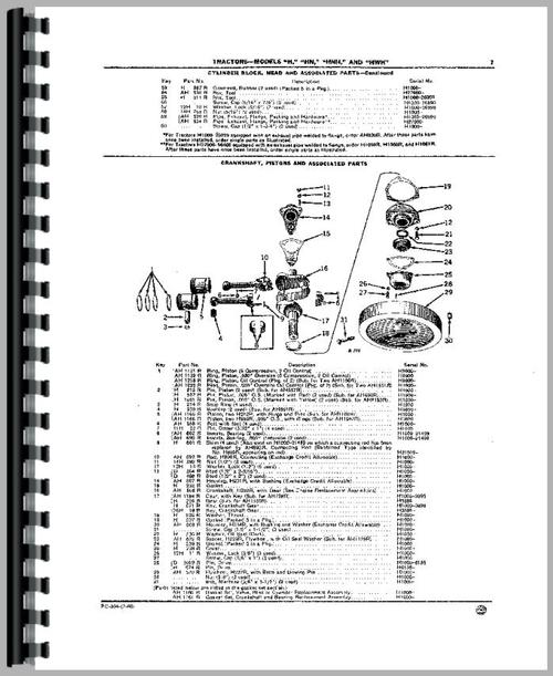 Parts Manual for John Deere H Tractor Sample Page From Manual