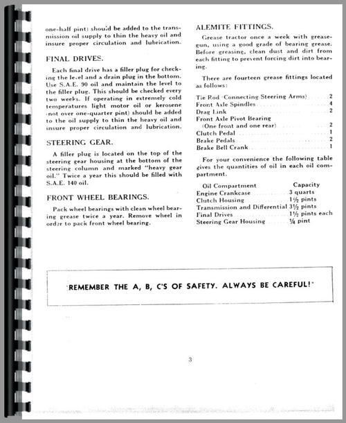 Operators Manual for John Deere L Tractor Sample Page From Manual