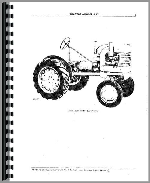 Parts Manual for John Deere LA Tractor Sample Page From Manual