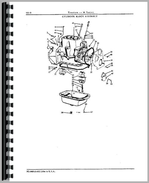 Parts Manual for John Deere M Tractor Sample Page From Manual
