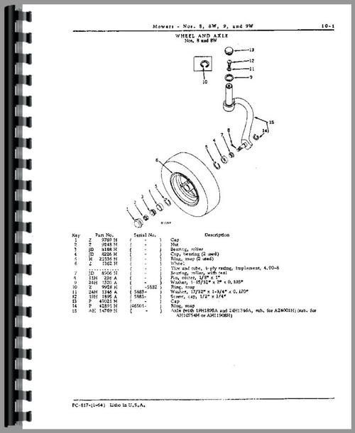 Parts Manual for John Deere 8W Mower Sample Page From Manual