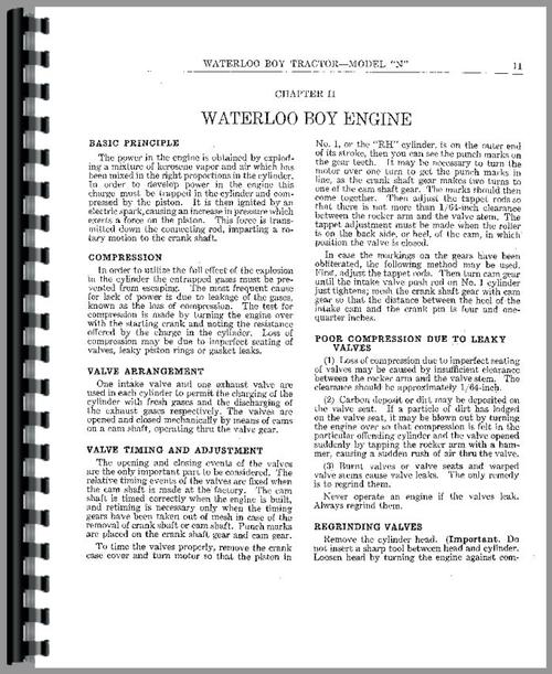 Service Manual for John Deere Waterloo Boy N Tractor Sample Page From Manual