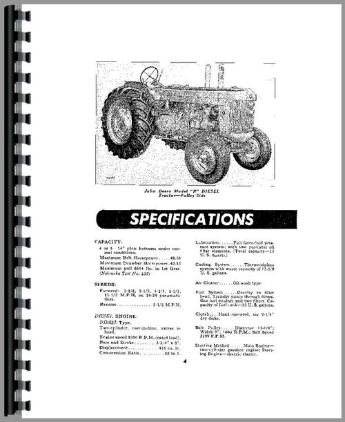 Operators Manual for John Deere R Tractor Sample Page From Manual