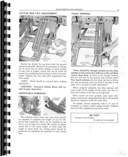 Operators Manual for John Deere 10 Mower Sample Page From Manual