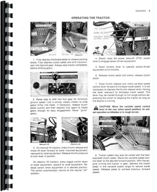 Operators Manual for John Deere 110 Lawn & Garden Tractor Sample Page From Manual
