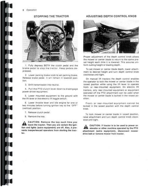 Operators Manual for John Deere 110 Lawn & Garden Tractor Sample Page From Manual