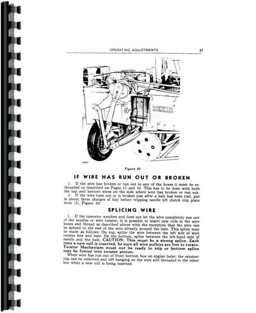 Operators Manual for John Deere 114W Baler Sample Page From Manual