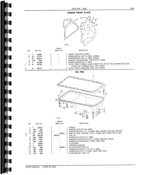 Parts Manual for John Deere 2020 Tractor Sample Page From Manual
