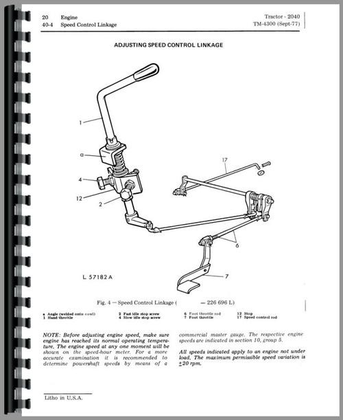 Service Manual for John Deere 2040 Tractor Sample Page From Manual